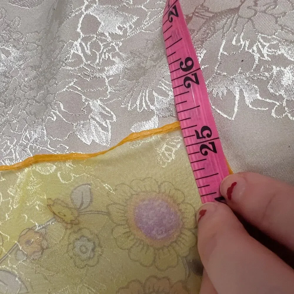 Vintage Sheer Yellow Floral Scarf 25
